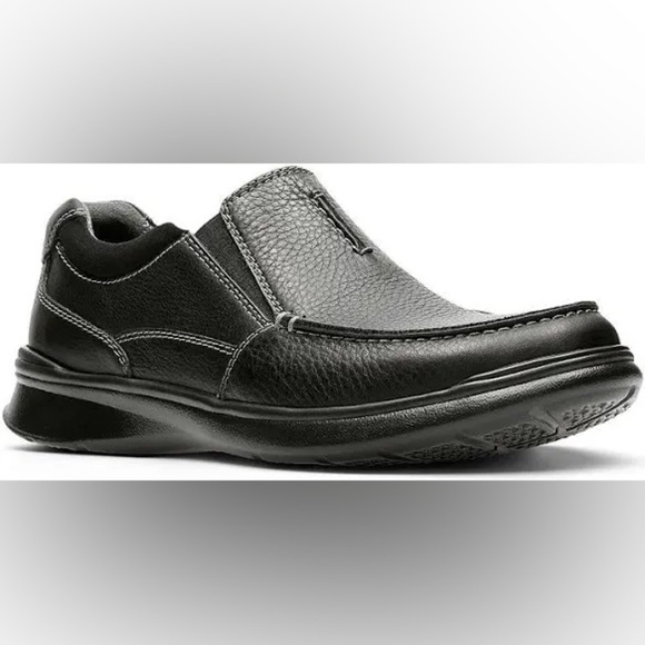 NIB Clarks Men’s Cotrell Black Oily Leather Loafers in size 15 - Picture 1 of 8